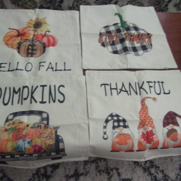 Bundle of 4 Fall/Autumn/Thanksgiving Pillow case covers - Picture 2 of 4